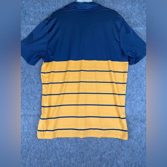 Adidas Golf Polo Shirt Men’s Large Blue Yellow Striped Short Sleeve Performance - Picture 7 of 7